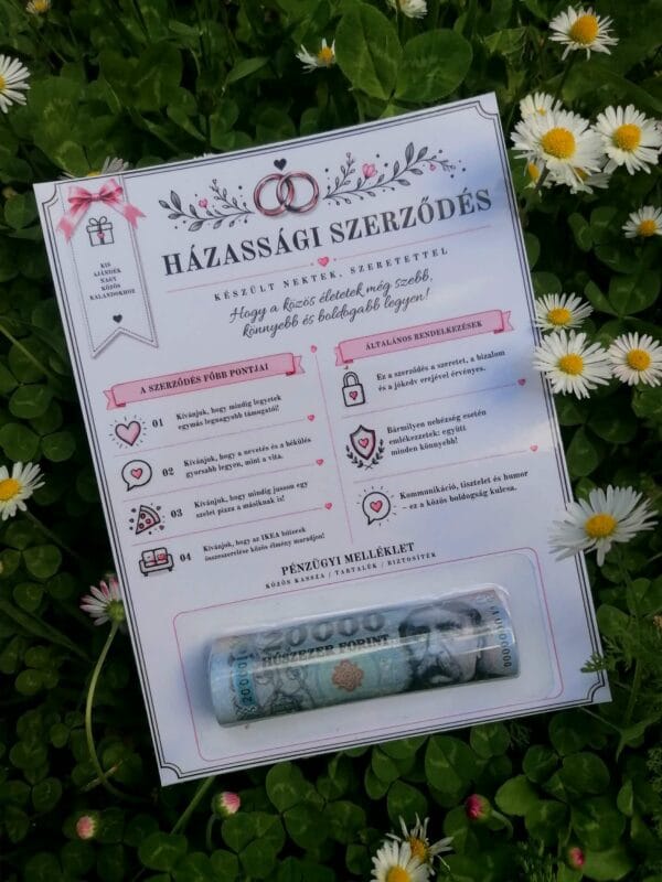 Esküvői pénzátadó – Házassági szerződés