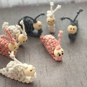 Makramé csigák cuki pofival