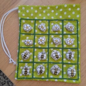 Kavics amőba játék, textil zsákban