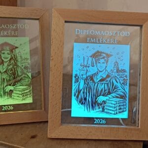 Diplomaosztóra üvegplakett LED világítással