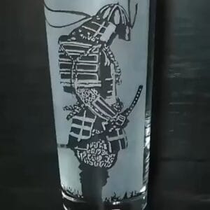 Szamuráj mintás üveg pohár