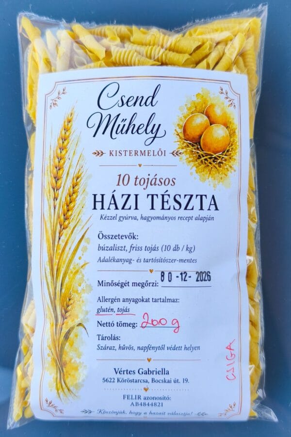 10 tojásost házi tészta/Csigatészta