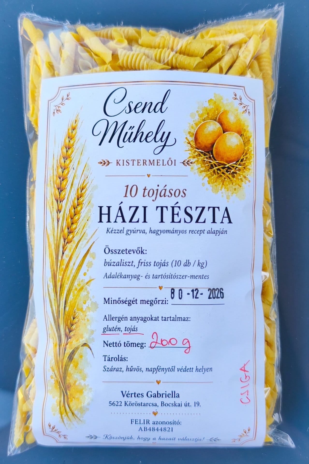 10 tojásost házi tészta/Csigatészta