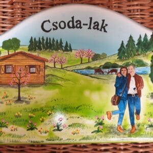 Illusztrációs házszám A4 méretben, kézzel festett