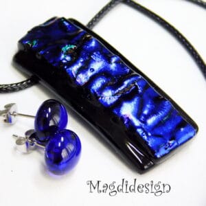 Fekete kék dichroic üveg ékszerszett
