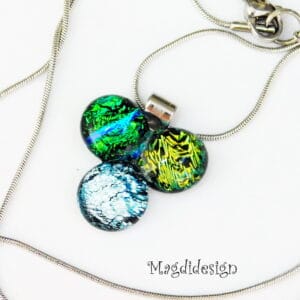 Arany-zöld-ezüst dichroic bogyós üvegékszer nyaklánc
