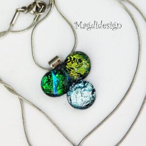 Arany-zöld-ezüst dichroic bogyós üvegékszer nyaklánc