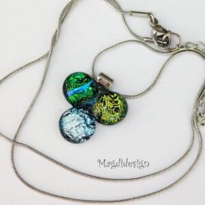 Arany-zöld-ezüst dichroic bogyós üvegékszer nyaklánc