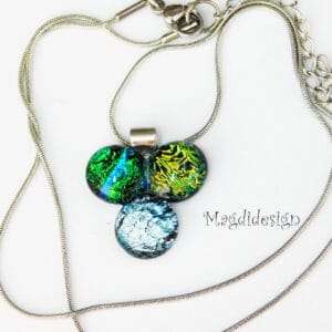 Arany-zöld-ezüst dichroic bogyós üvegékszer nyaklánc