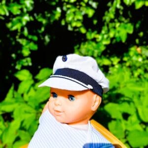 Kisfiú tengerész sapka / csíkos, fehér