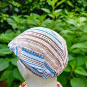 Golf sapka / nyári / gyerek / unisex / kék-barnás csíkos