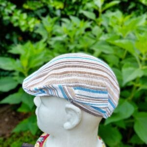 Golf sapka / nyári / gyerek / unisex / kék-barnás csíkos