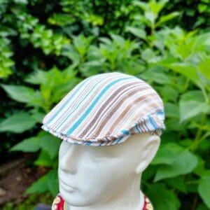 Golf sapka / nyári / gyerek / unisex / kék-barnás csíkos