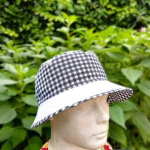 Nyári vászon kalap / unisex / kombinált / fekete- fehér kockás
