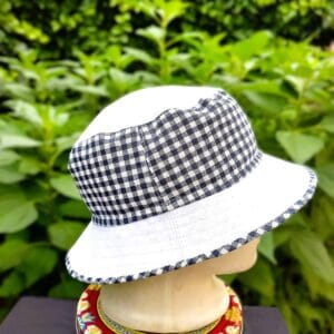 Nyári vászon kalap / unisex / kombinált / fekete- fehér kockás