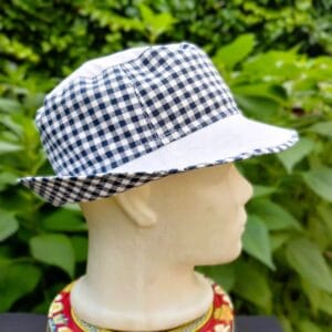 Nyári vászon kalap / unisex / kombinált / fekete- fehér kockás