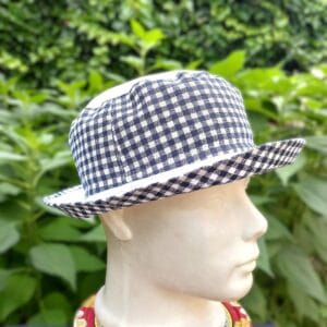 Nyári vászon kalap / unisex / kombinált / fekete- fehér kockás