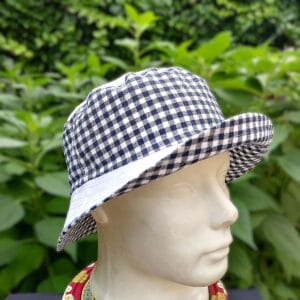 Nyári vászon kalap / unisex / kombinált / fekete- fehér kockás