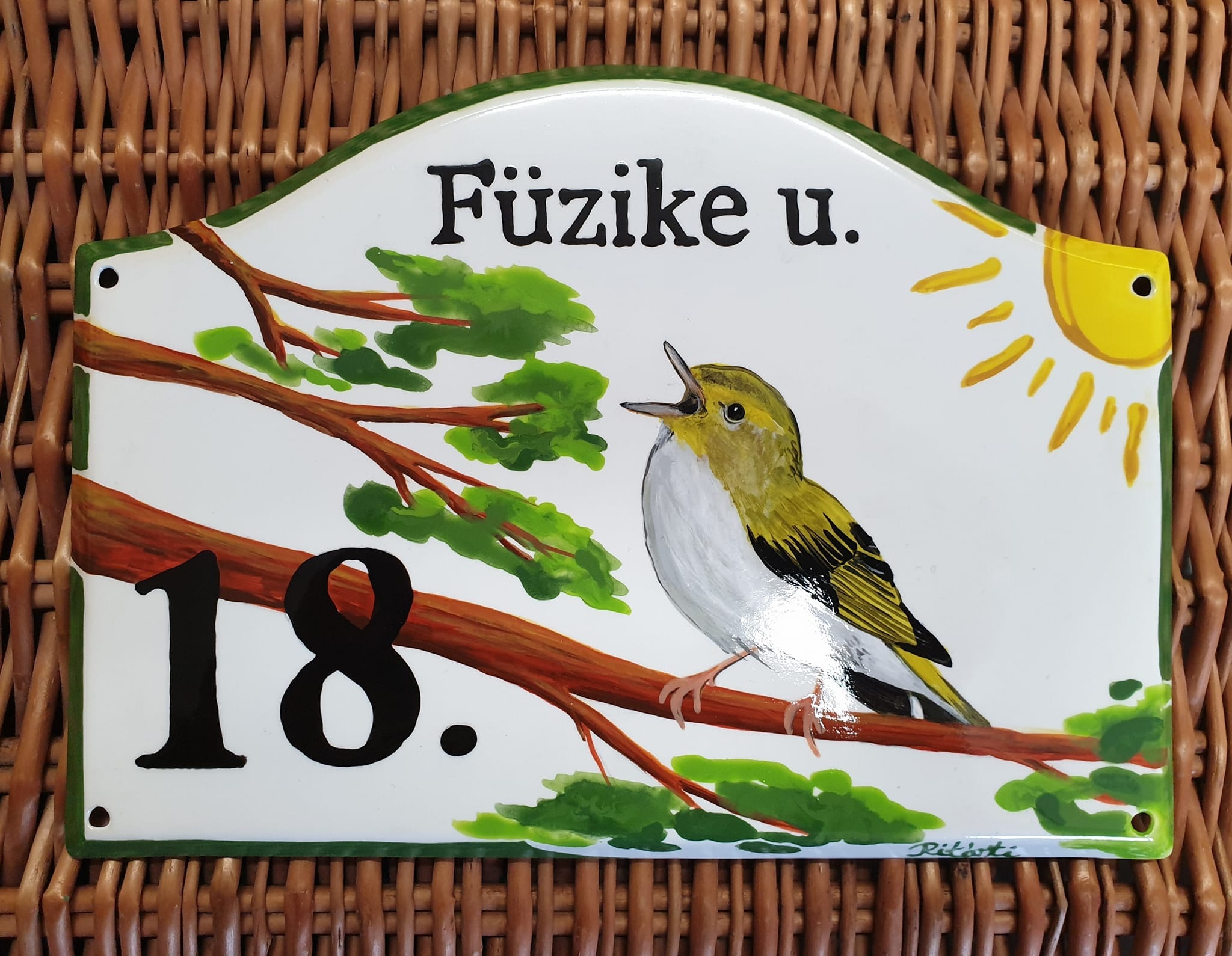 Illusztrációs házszám A4 méretben, kézzel festett