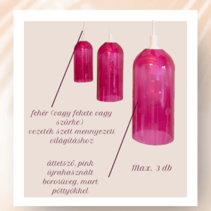 Pink, pöttyös üveg búra PULT világításhoz