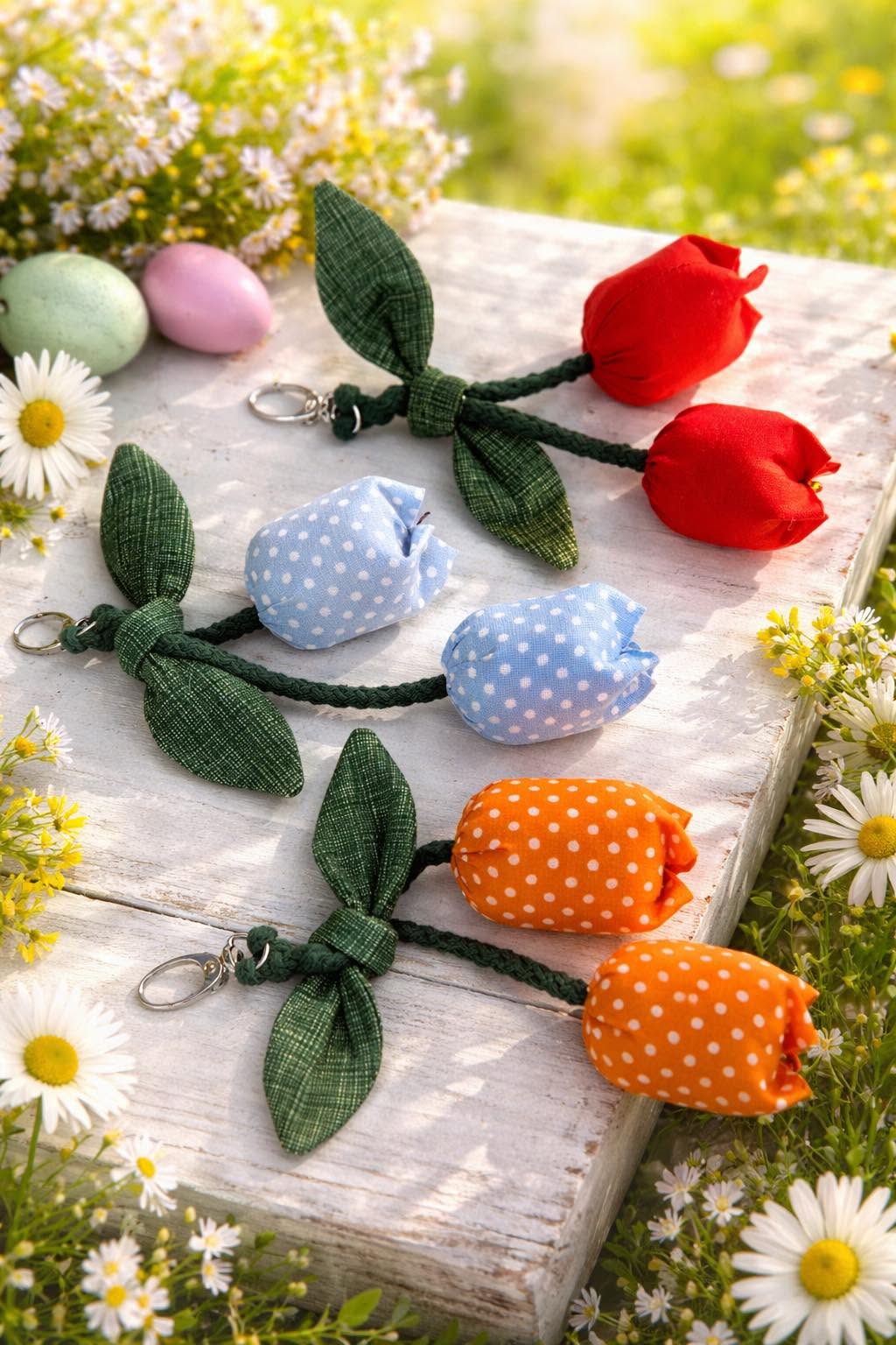 Tulipános kulcstartó, táska dísz
