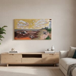 Kortárs, szürrealista, figuratív semiabsztrakt festmény