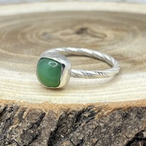 Krizopráz ezüst gyűrű