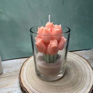 Tulipános gyertya üvegben – barack