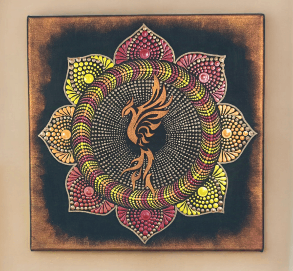 Főnixmadár pontozott mandala