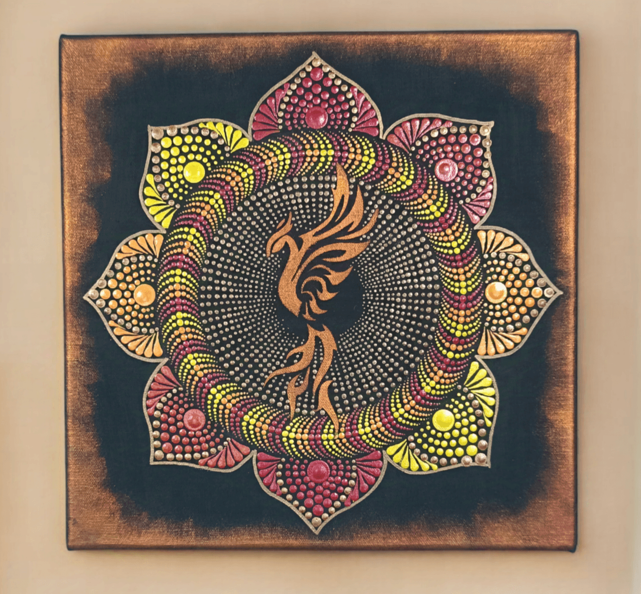 Főnixmadár pontozott mandala