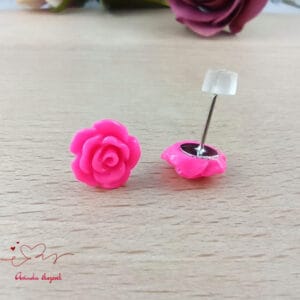 Pink rózsás fülbevaló 10 mm