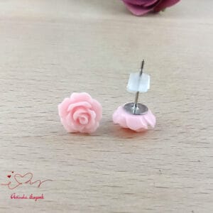 Rózsszín rózsás fülbevaló 10 mm