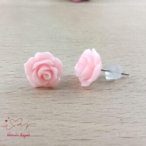 Rózsszín rózsás fülbevaló 10 mm