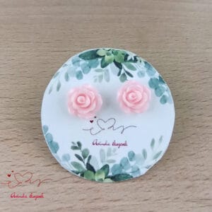 Rózsszín rózsás fülbevaló 10 mm