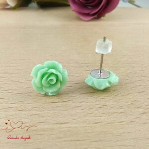 Menta rózsás fülbevaló 10 mm