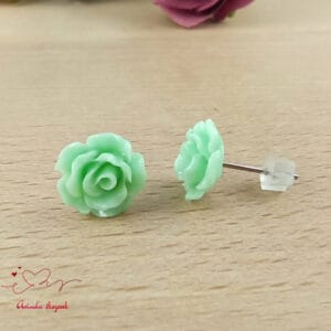 Menta rózsás fülbevaló 10 mm