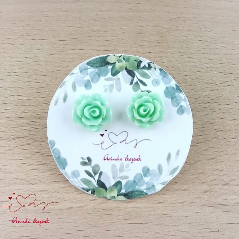 Menta rózsás fülbevaló 10 mm