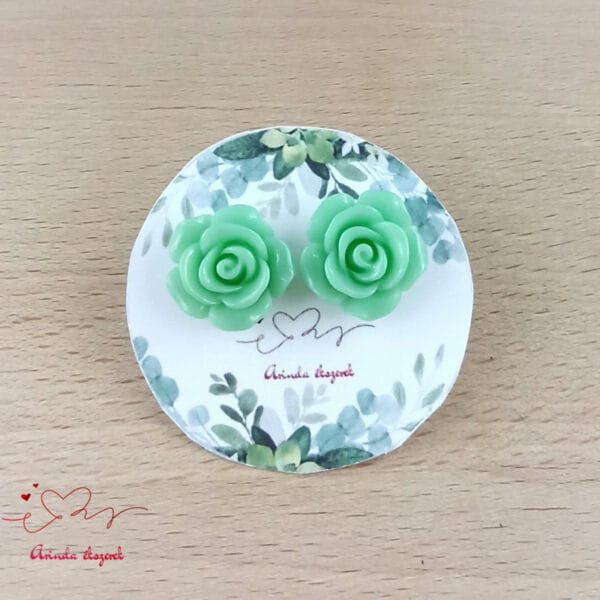 Menta rózsás fülbevaló 14 mm