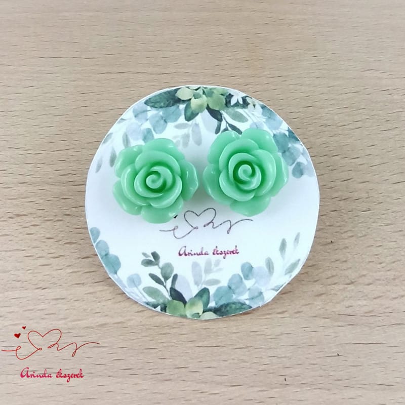 Menta rózsás fülbevaló 14 mm