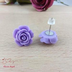 Lila rózsás fülbevaló 14 mm