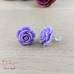 Lila rózsás fülbevaló 14 mm