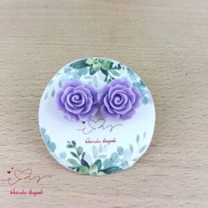 Lila rózsás fülbevaló 14 mm