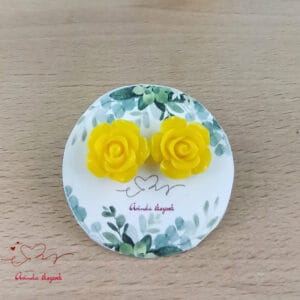 Sárga rózsás fülbevaló 14 mm