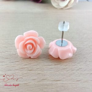 Rózsaszín rózsás fülbevaló 14 mm
