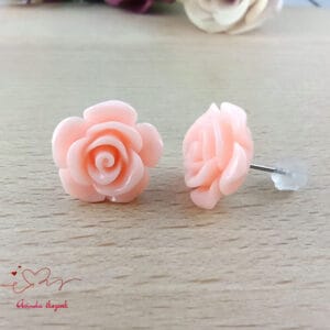 Rózsaszín rózsás fülbevaló 14 mm