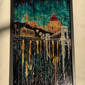 Budapest emlékei a Dunában-üvegfestmény