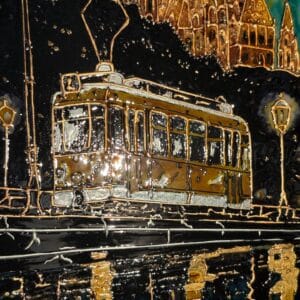 Budapest emlékei a Dunában-üvegfestmény