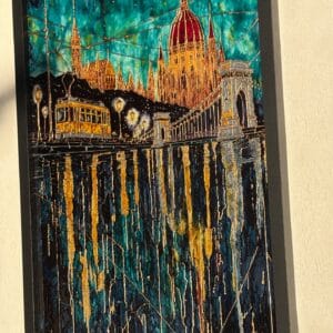 Budapest emlékei a Dunában-üvegfestmény
