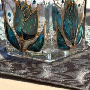 Kézzel festett üveg mécsestartó – Tulipán kollekció
