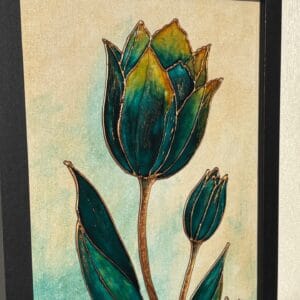 Petrol elegancia – üvegfestmény
